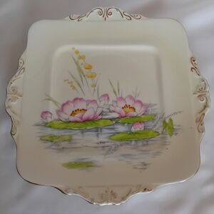 Royal Paragon Bone China-Pond Lily Square Cake Serving Plate 9.5"